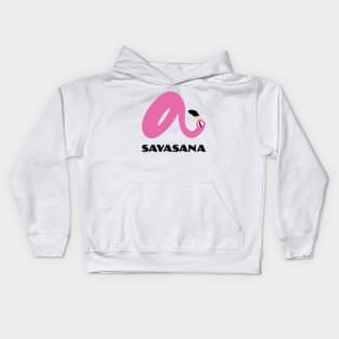 Savasana by The Flaminglet Pink Pool Flamingo Kids Hoodie